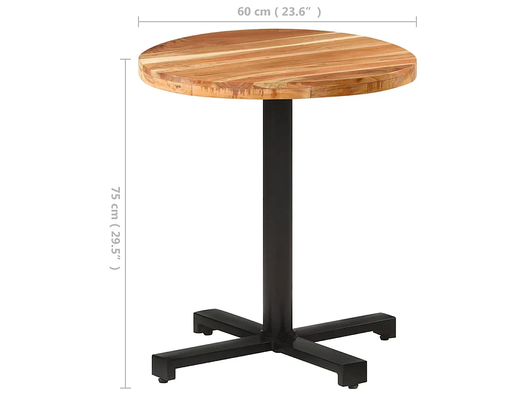 Mesa de bistró redonda madera maciza de mango Ø70x75 cm