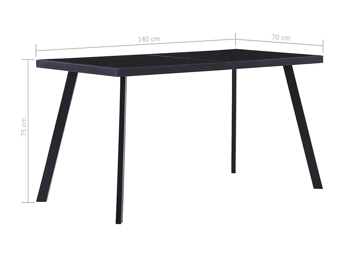 Table à manger Noir 140x70x75 cm Verre trempé