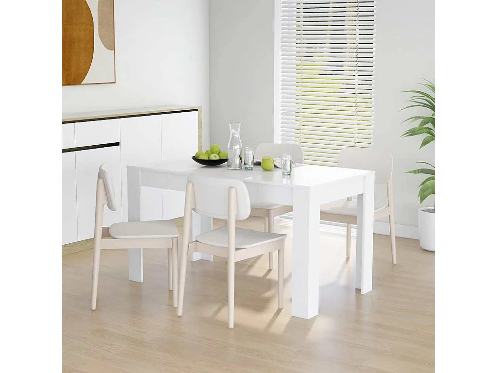 Table à manger Blanc 140x74,5x76 cm Bois d'ingénierie
