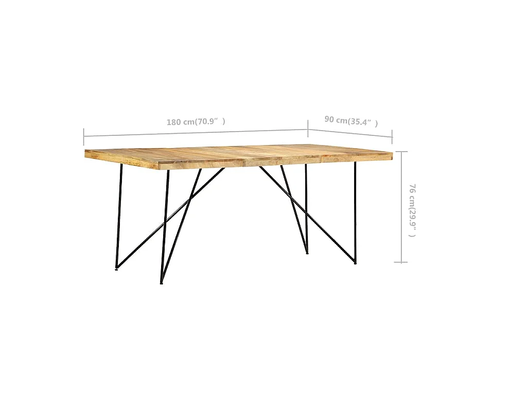 Table à manger 180x90x76 cm Bois de manguier massif