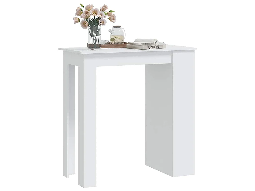 Table de bar rangement Blanc 102x50x103,5 cm Bois d'ingénierie