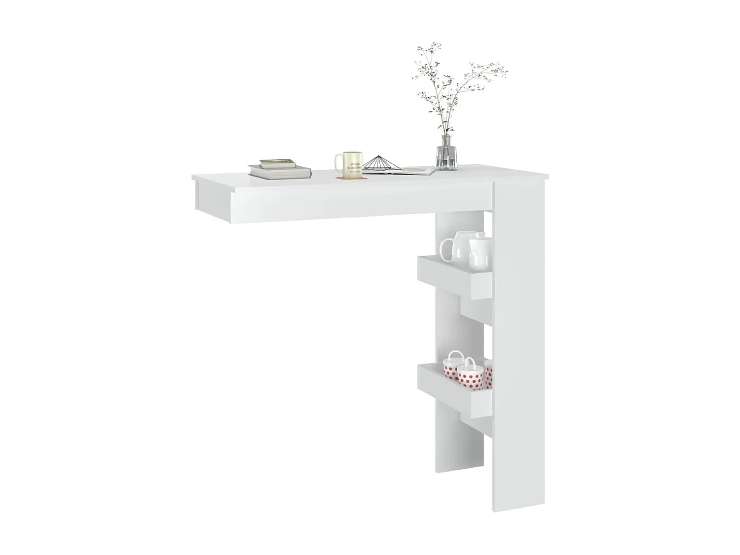 Table bar mural Blanc Brillant 102x45x103,5cm Bois d'ingénierie