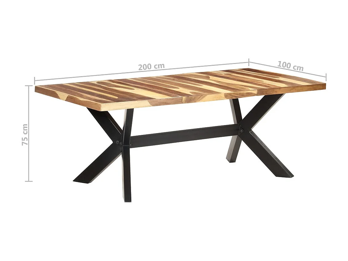 Tavolo da Pranzo 200x100x75cm Legno Massello con Finitura Ambra