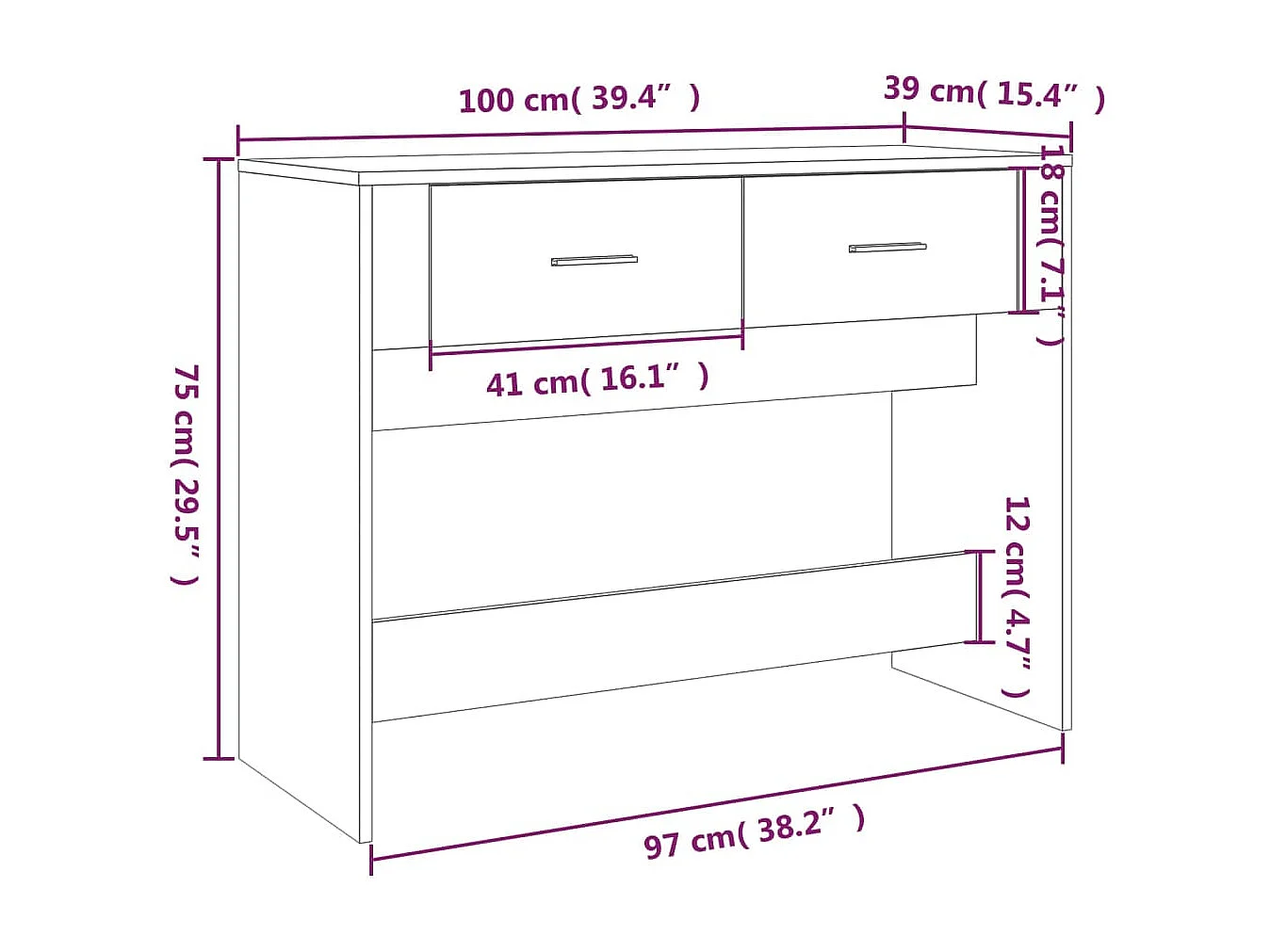 Konsolentisch Betongrau 100x39x75 cm Holzwerkstoff