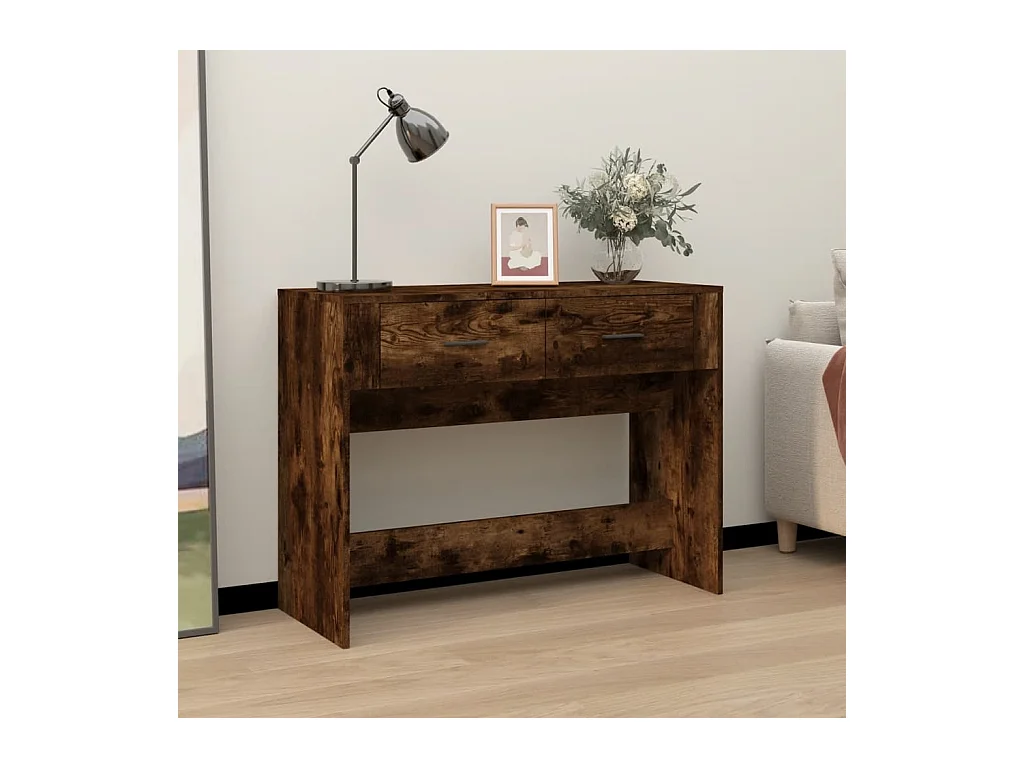 Table console Chêne fumé 100x39x75 cm Bois d'ingénierie