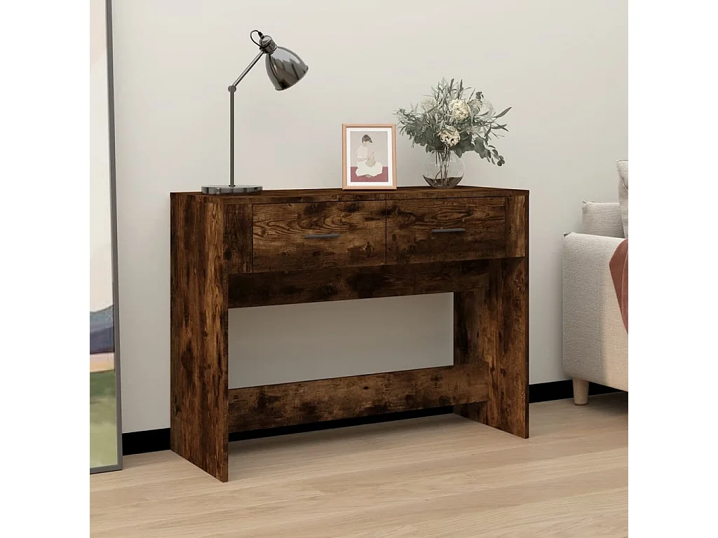 Wandtafel 100x39x75 cm bewerkt hout gerookt eikenkleurig