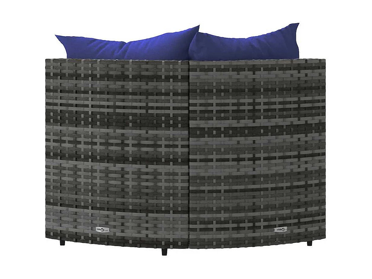 Garten-Ecksofas mit Kissen 2 Stk. Grau Poly Rattan