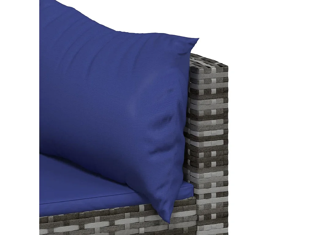 Garten-Ecksofas mit Kissen 2 Stk. Grau Poly Rattan