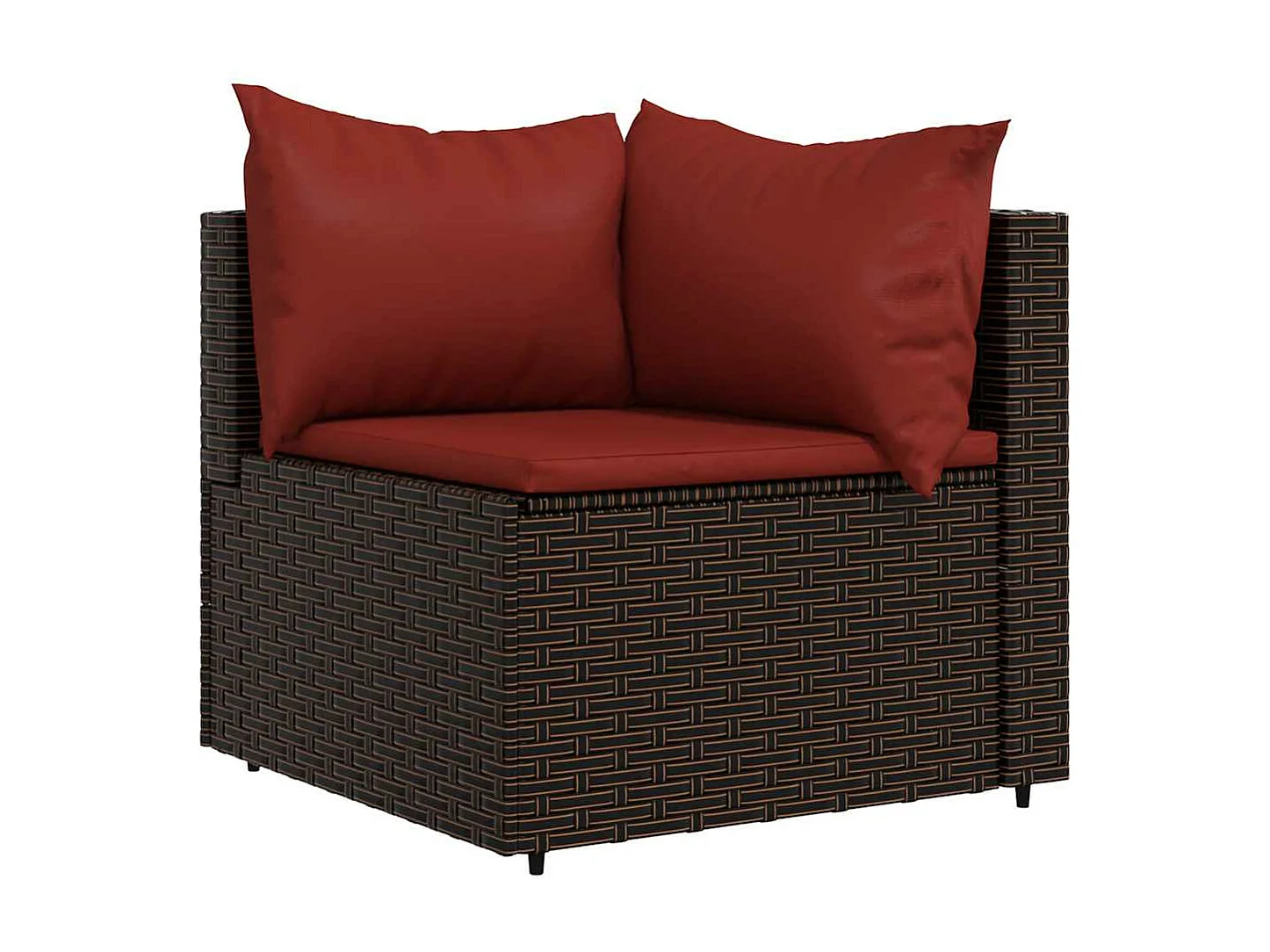 Divano Angolare da Giardino con Cuscini in Polyrattan Marrone