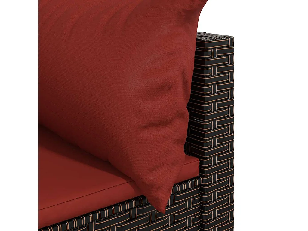 Divano Angolare da Giardino con Cuscini in Polyrattan Marrone