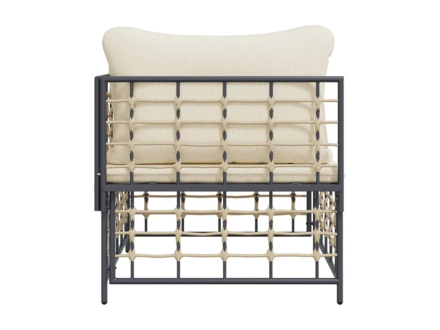 Divano Angolare da Giardino con Cuscini in Polyrattan Beige