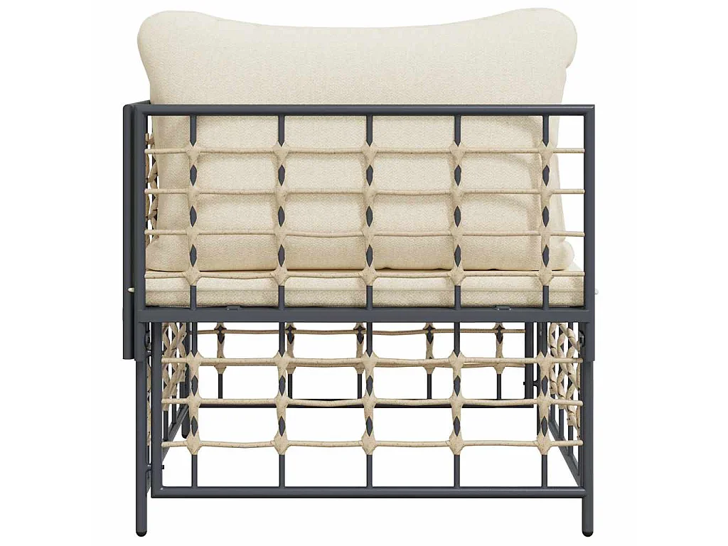 Canapé d'angle de jardin avec coussin beige résine tressée