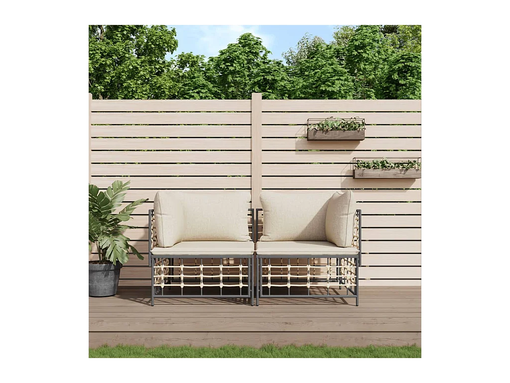 Canapés d'angle sectionnels avec coussins 2 pcs résine tressée