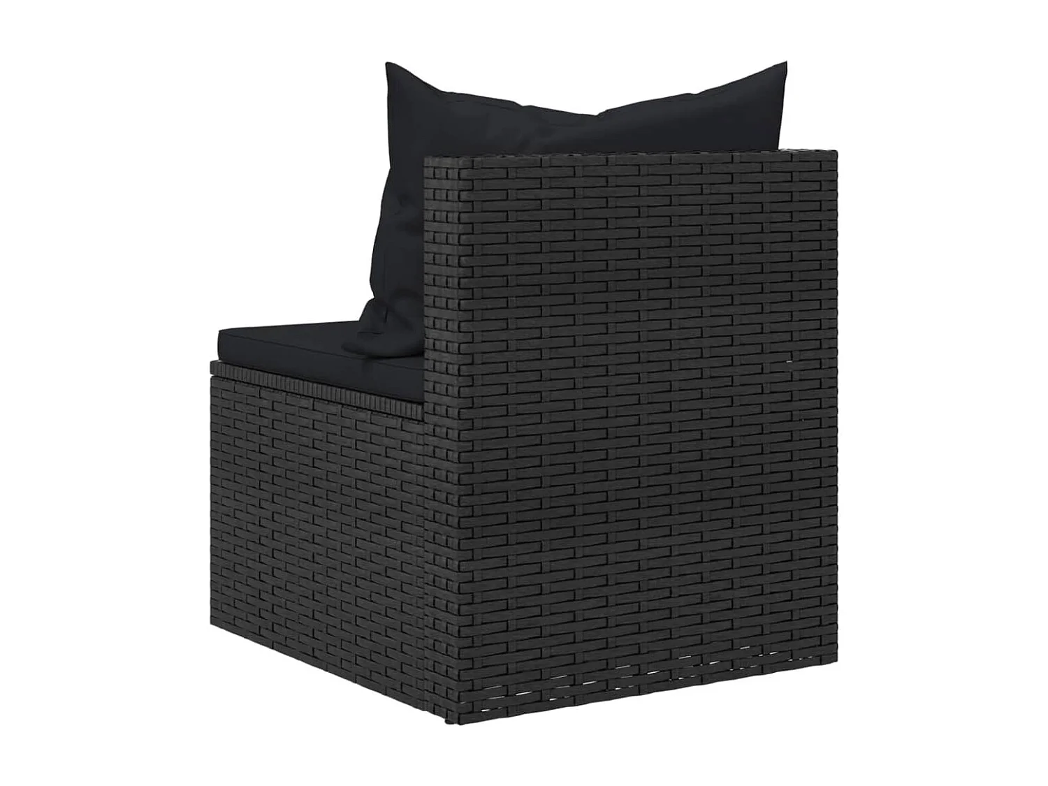 Tuinmiddenbanken met kussens 2 st poly rattan zwart