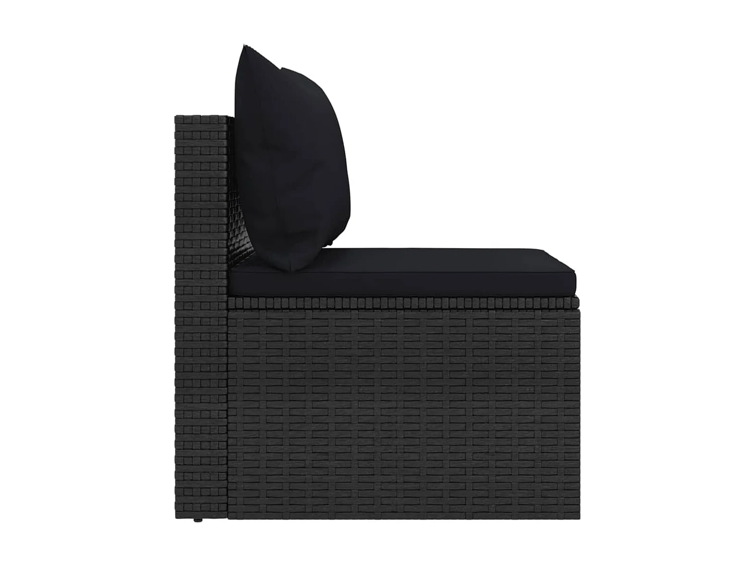 Canapés centraux de jardin et coussins 2pcs Noir Résine tressée