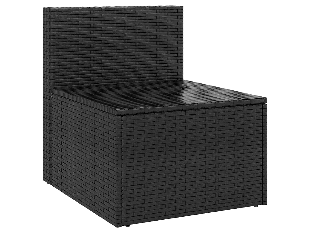 Canapés centraux de jardin et coussins 2pcs Noir Résine tressée
