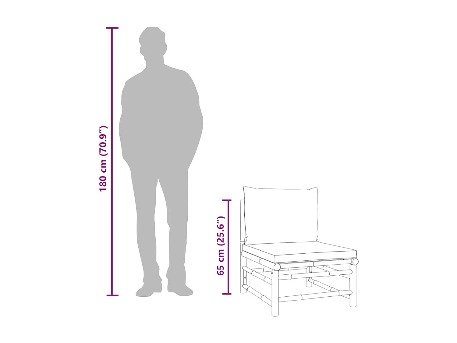 Canapé central de jardin avec coussins vert bambou