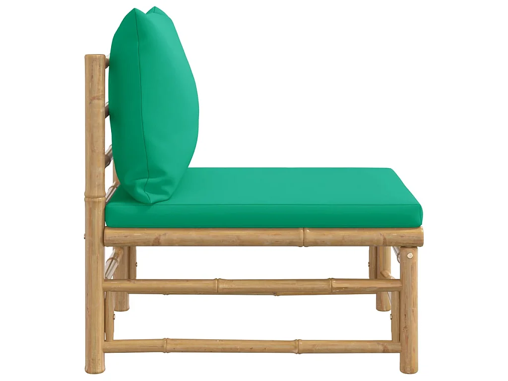 Tuinmiddenbank met kussens bamboe groen