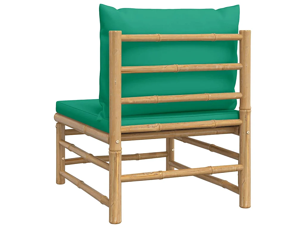 Tuinmiddenbank met kussens bamboe groen