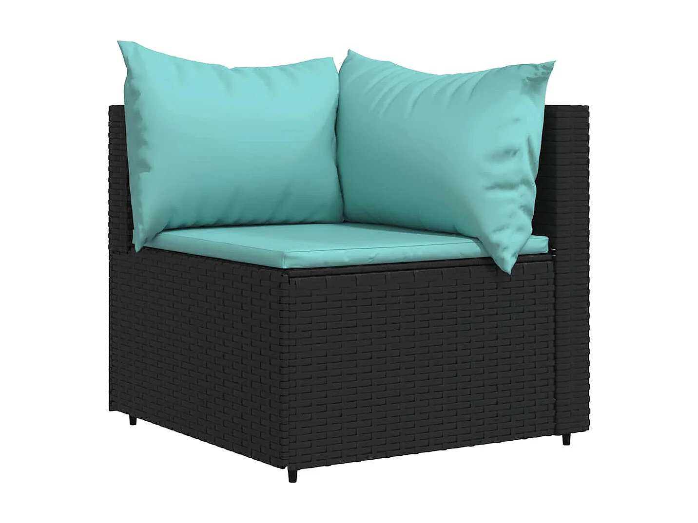 Divano Angolare da Giardino con Cuscini in Polyrattan Nero
