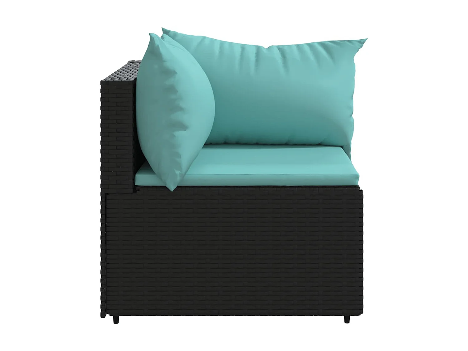 Divano Angolare da Giardino con Cuscini in Polyrattan Nero