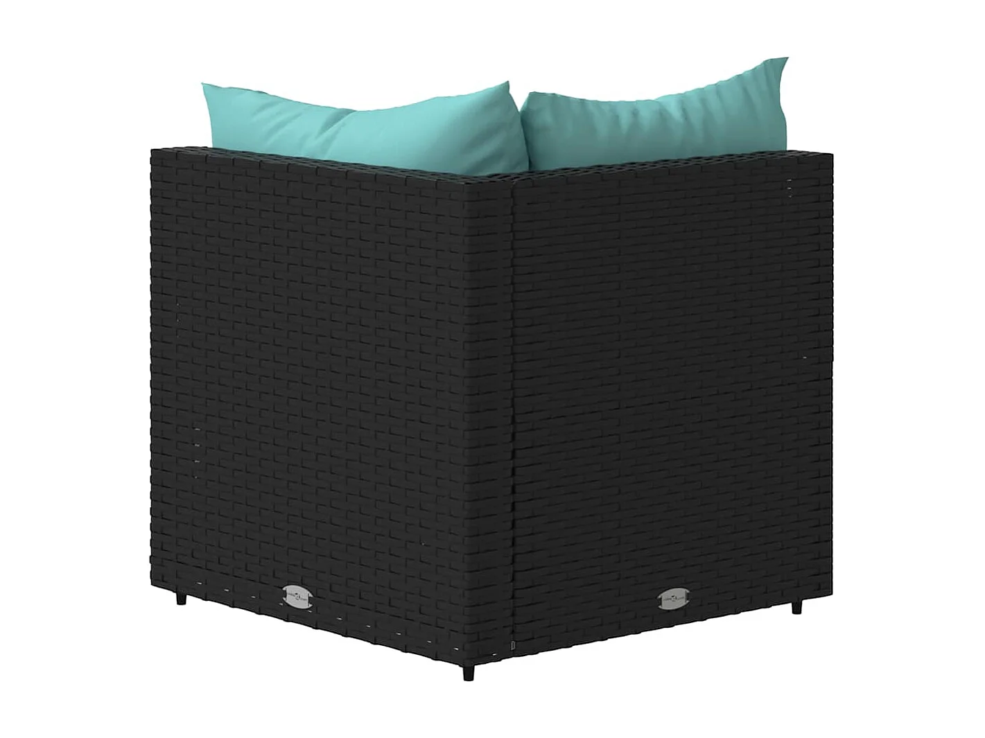 Divano Angolare da Giardino con Cuscini in Polyrattan Nero