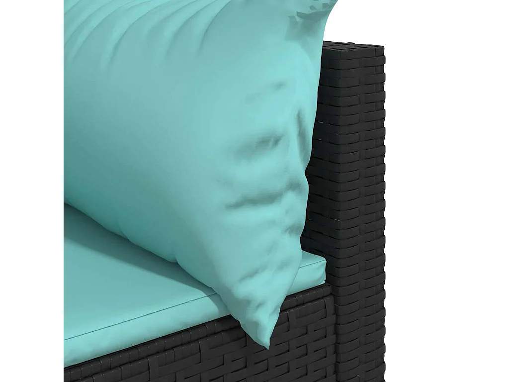 Divano Angolare da Giardino con Cuscini in Polyrattan Nero