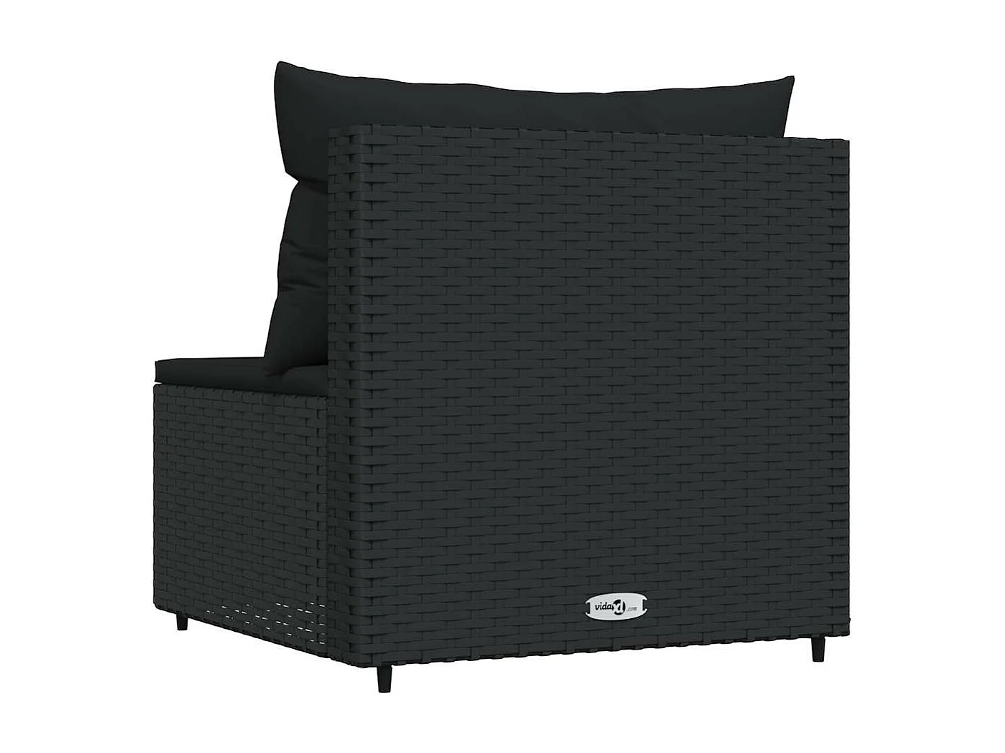 Garten-Mittelsofa mit Kissen Schwarz Poly Rattan