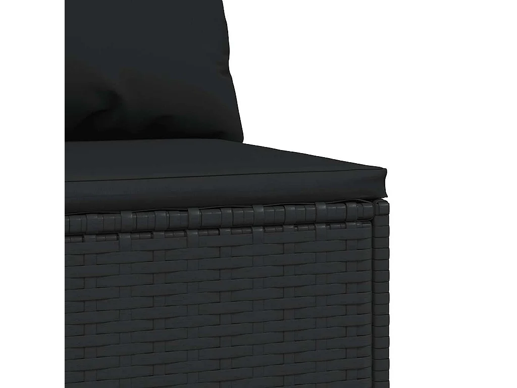 Garten-Mittelsofa mit Kissen Schwarz Poly Rattan