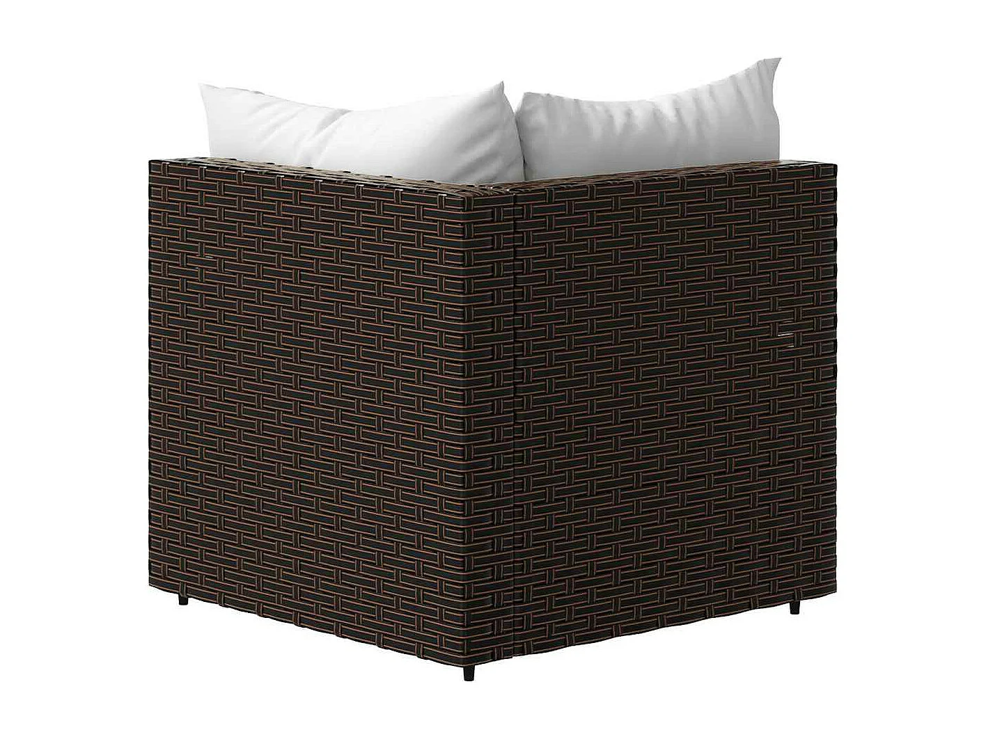 Divano Angolare da Giardino con Cuscini in Polyrattan Marrone