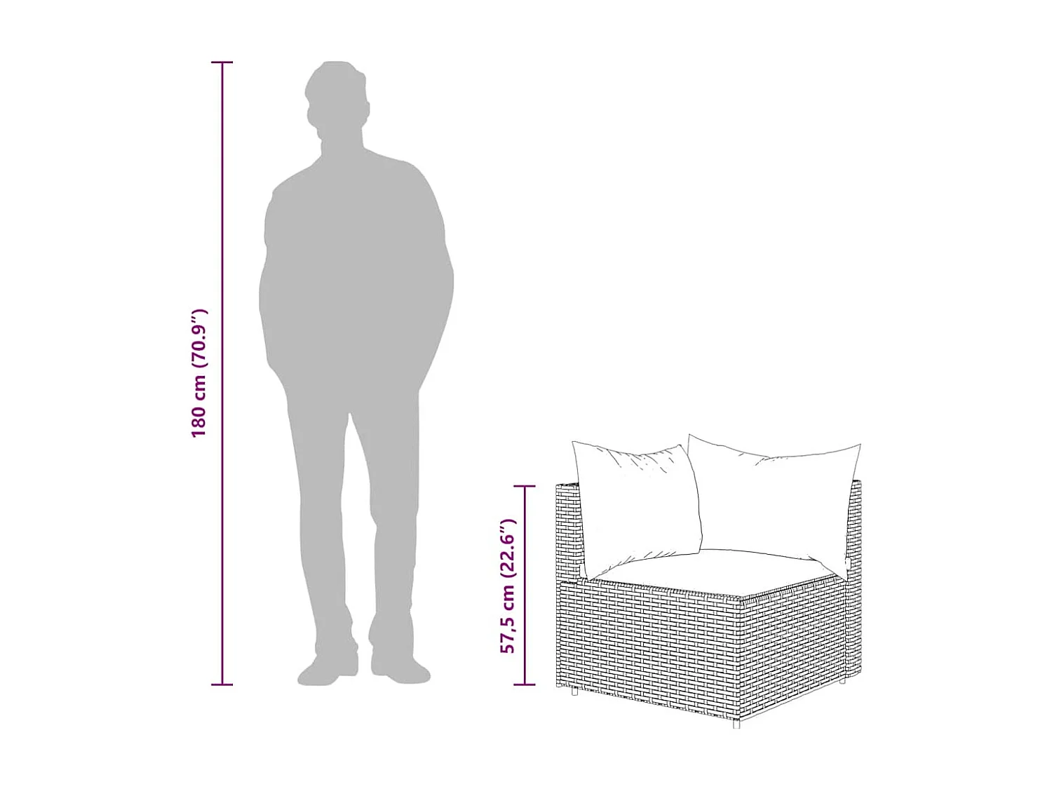 Divano Angolare da Giardino con Cuscini in Polyrattan Marrone