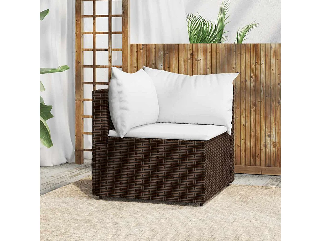 Garten-Ecksofa mit Kissen Braun Poly Rattan