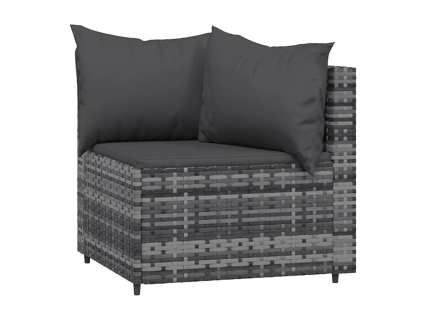 Canapés d'angle de jardin et coussins 2 pcs gris résine tressée