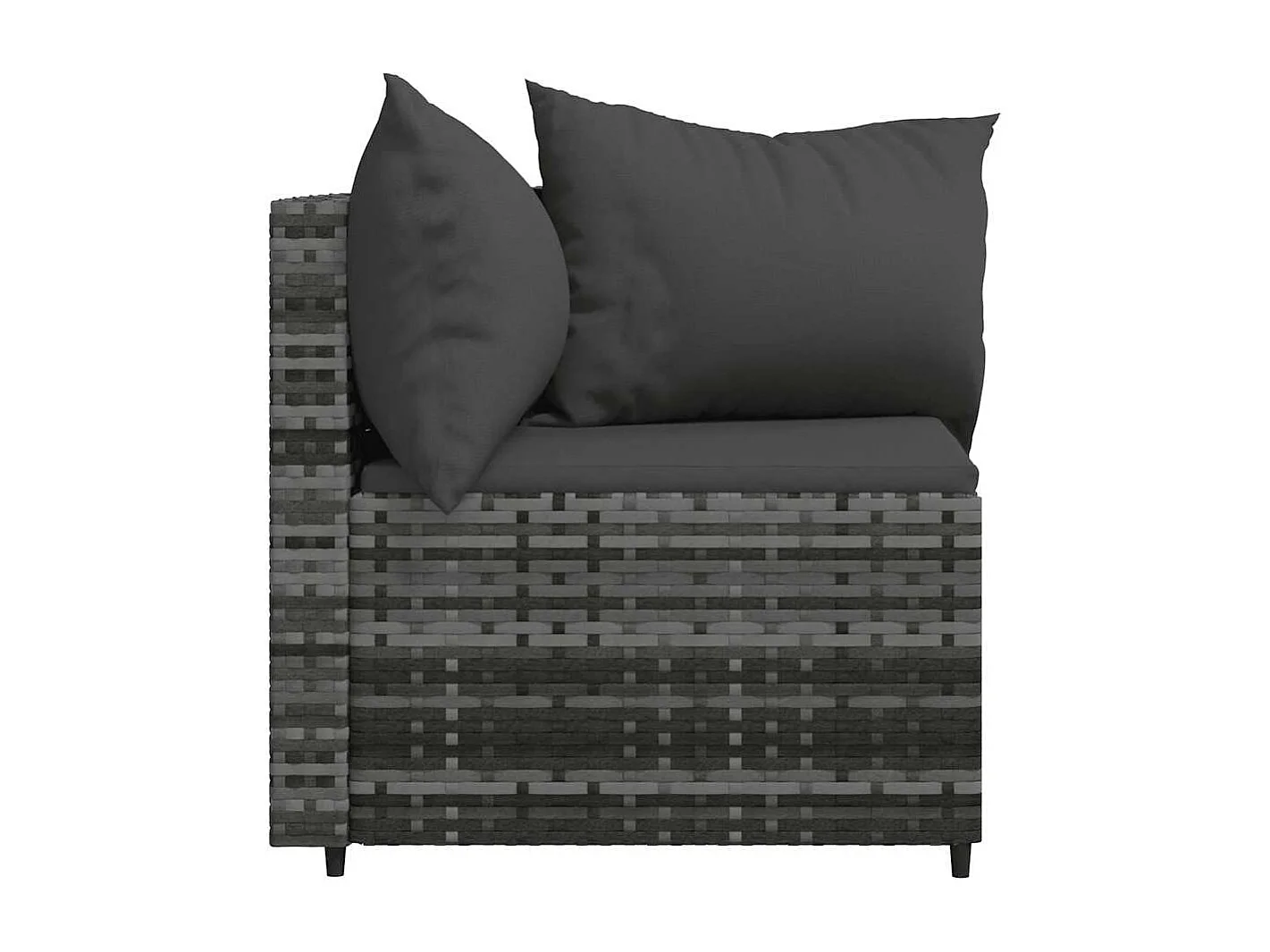 Canapés d'angle de jardin et coussins 2 pcs gris résine tressée
