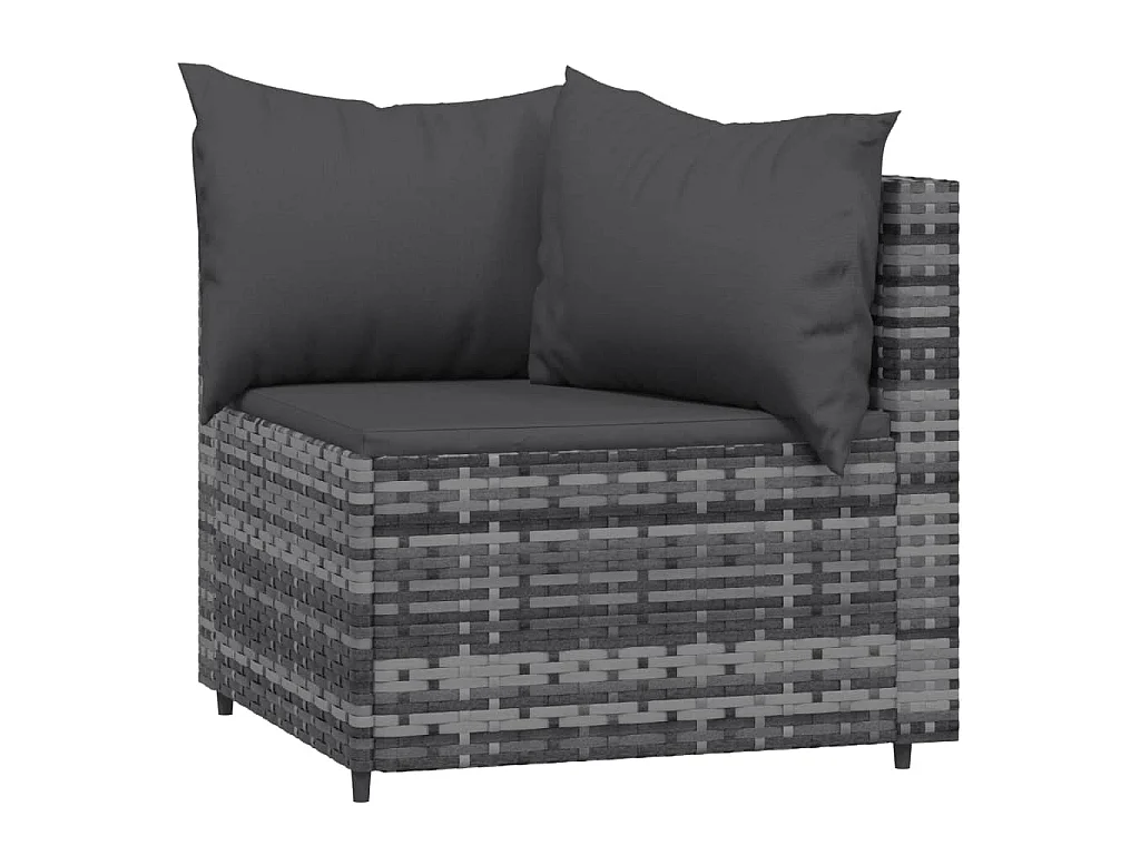 Canapés d'angle de jardin et coussins 2 pcs gris résine tressée