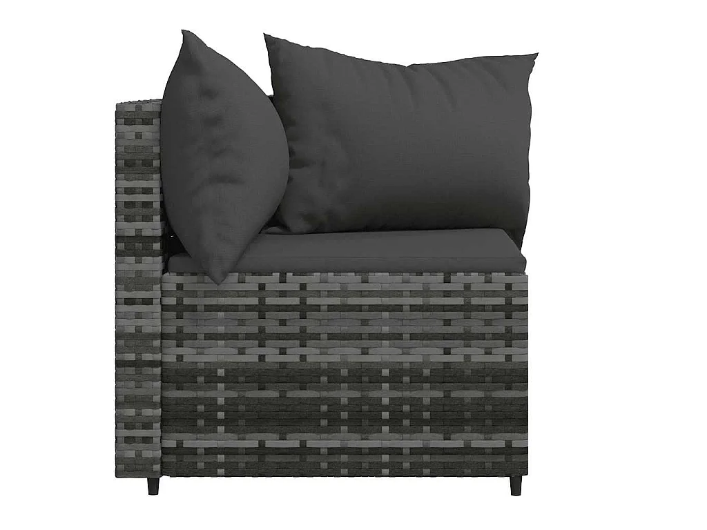 Canapés d'angle de jardin et coussins 2 pcs gris résine tressée