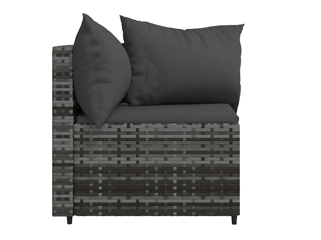 Canapés d'angle de jardin et coussins 2 pcs gris résine tressée