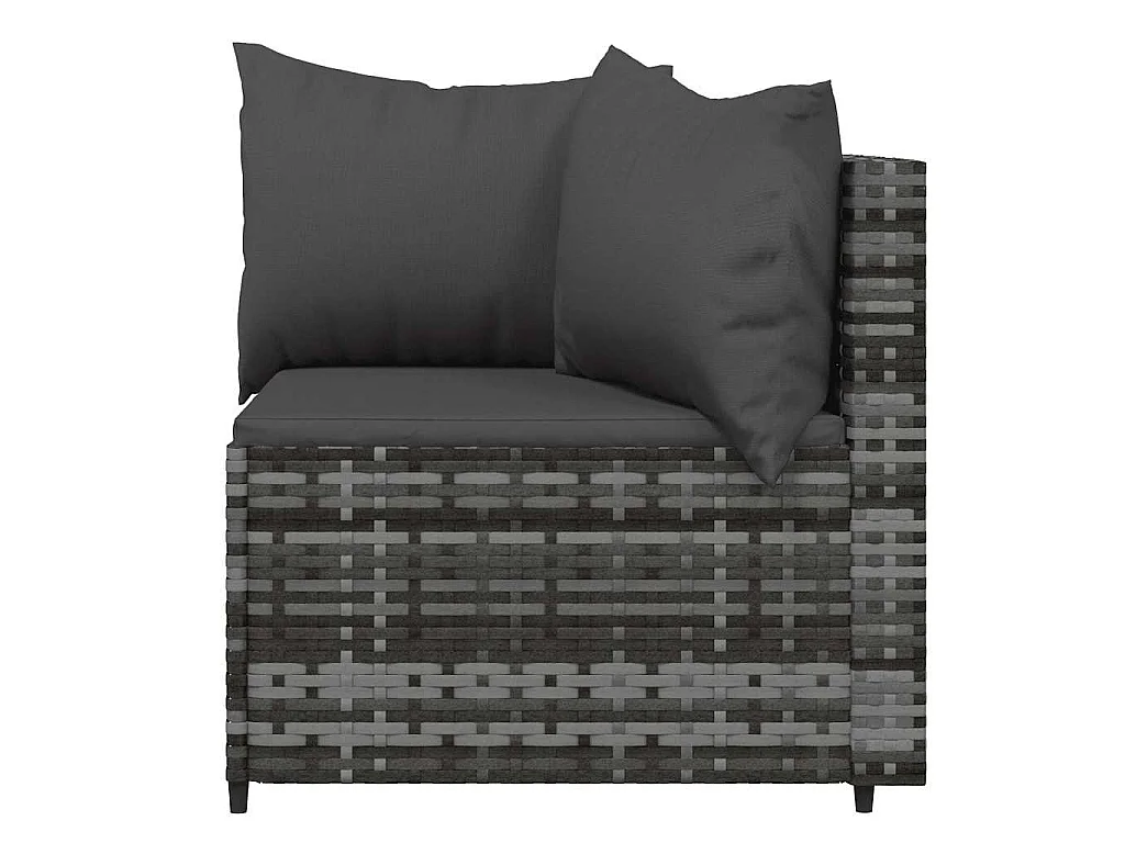 Canapés d'angle de jardin et coussins 2 pcs gris résine tressée