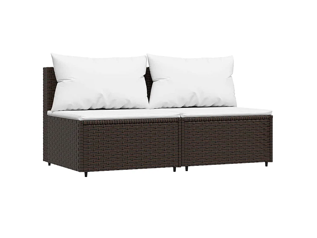 Divani Centrali da Giardino con Cuscini 2pz Polyrattan Marrone