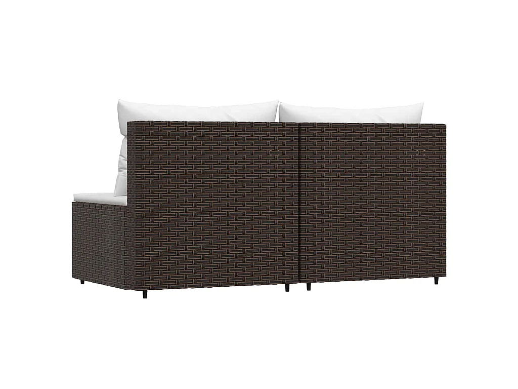 Divani Centrali da Giardino con Cuscini 2pz Polyrattan Marrone