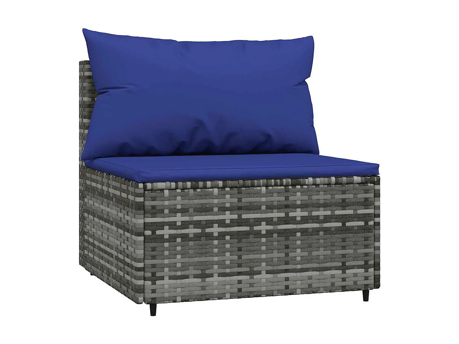 Tuinmiddenbank met kussens poly rattan grijs