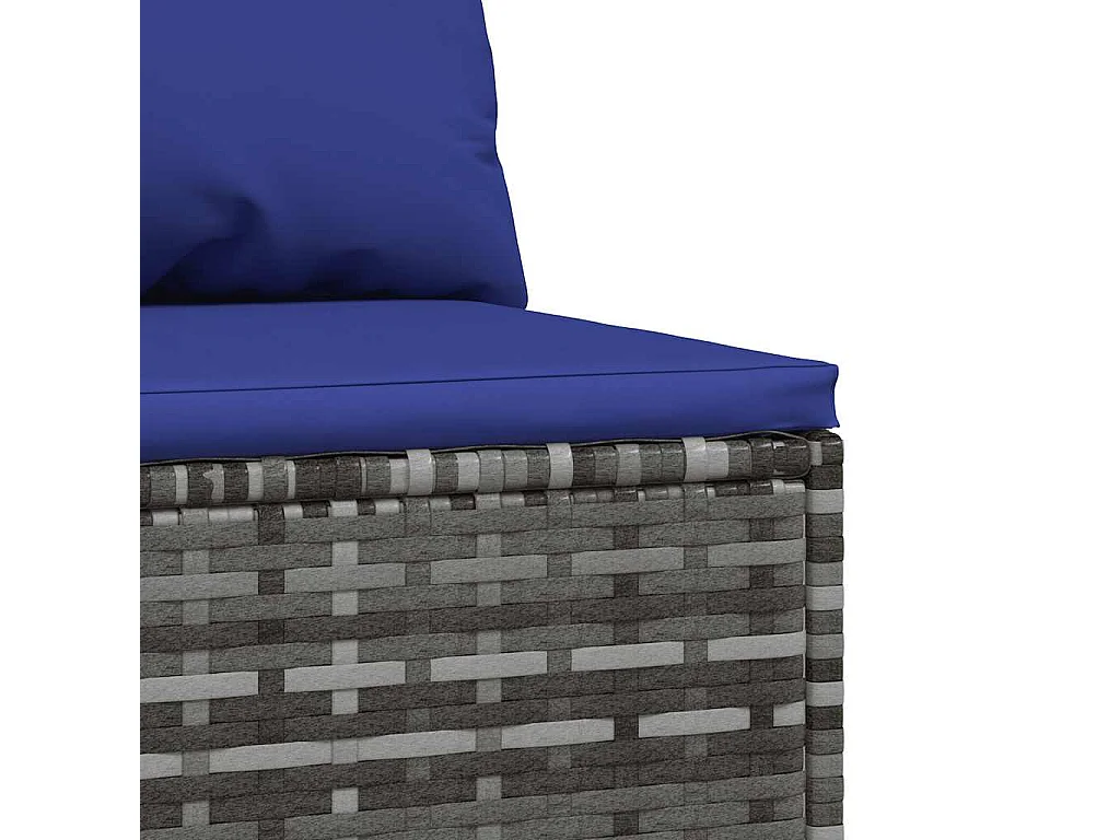 Tuinmiddenbank met kussens poly rattan grijs