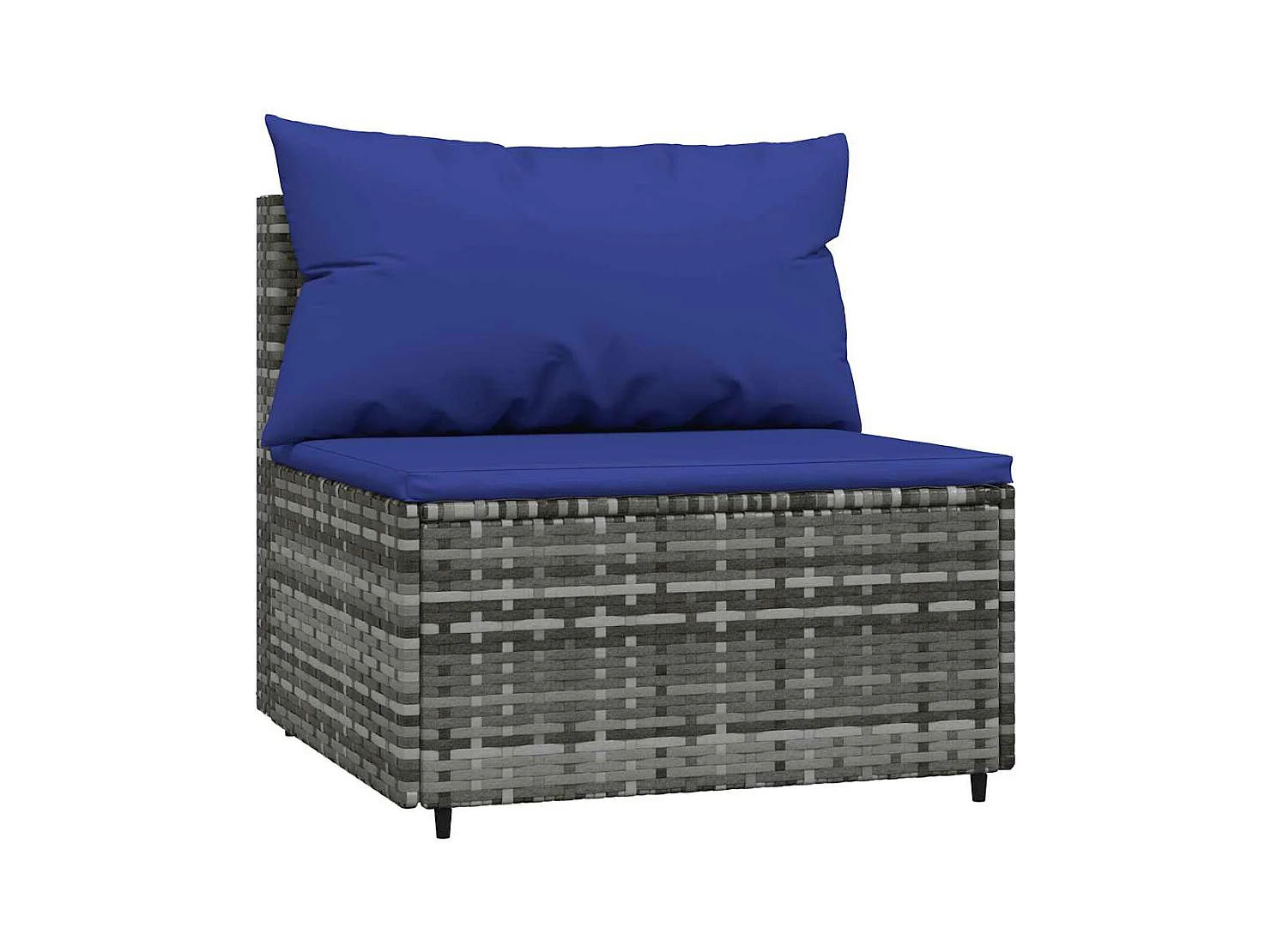 Divano Centrale da Giardino con Cuscini in Polyrattan Grigio