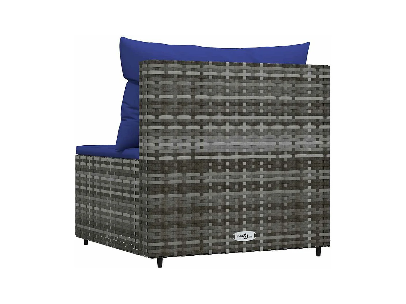 Divano Centrale da Giardino con Cuscini in Polyrattan Grigio