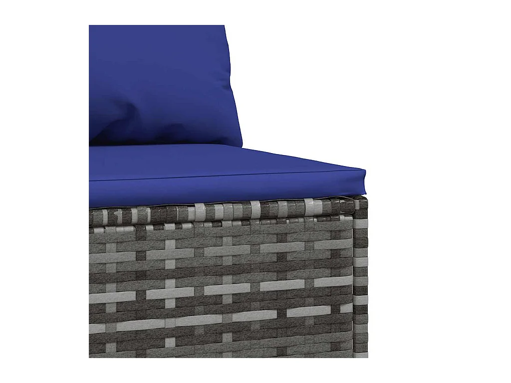 Divano Centrale da Giardino con Cuscini in Polyrattan Grigio