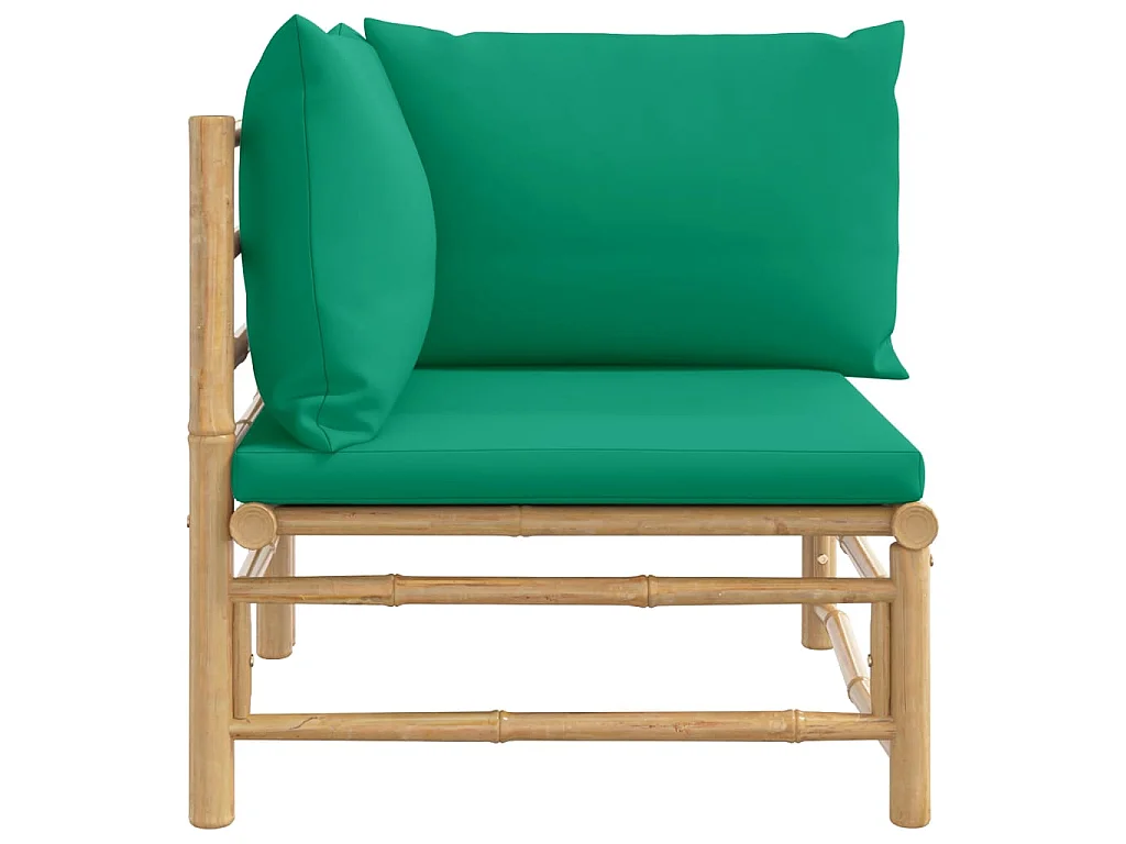 Tuinhoekbank met kussens bamboe groen