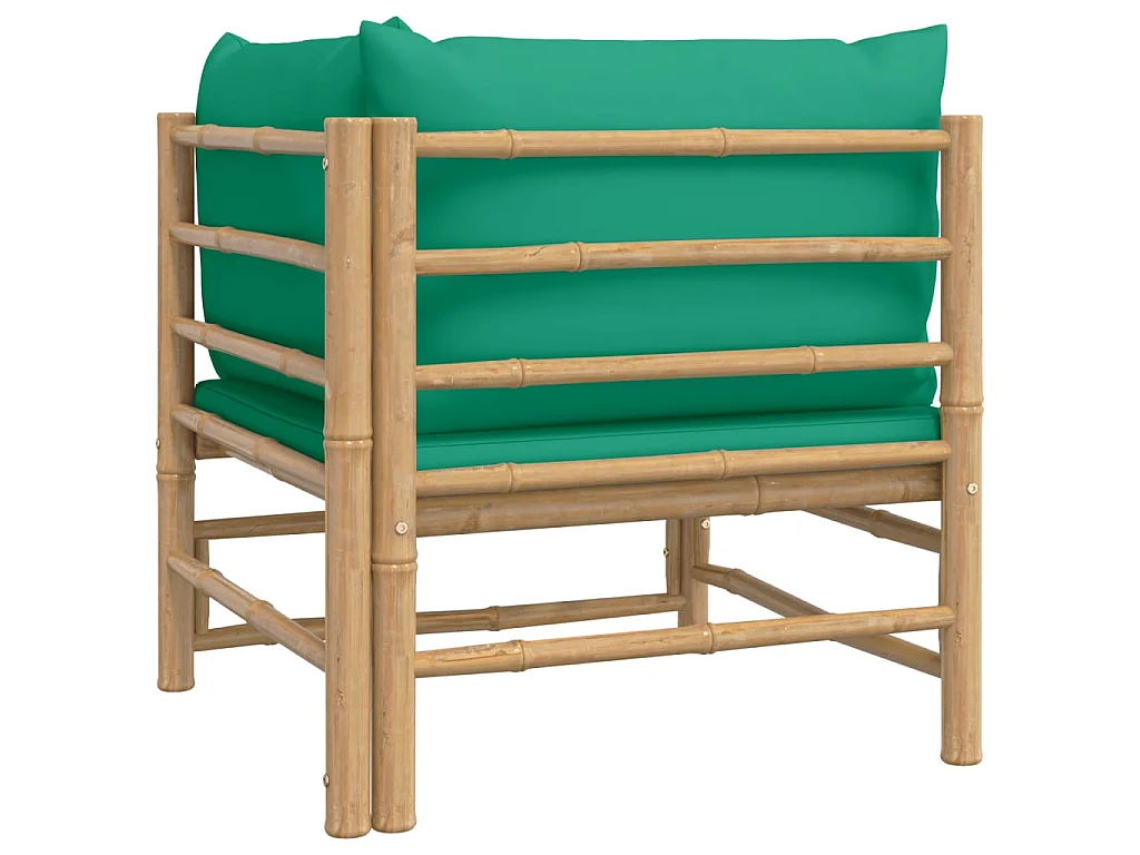 Tuinhoekbank met kussens bamboe groen