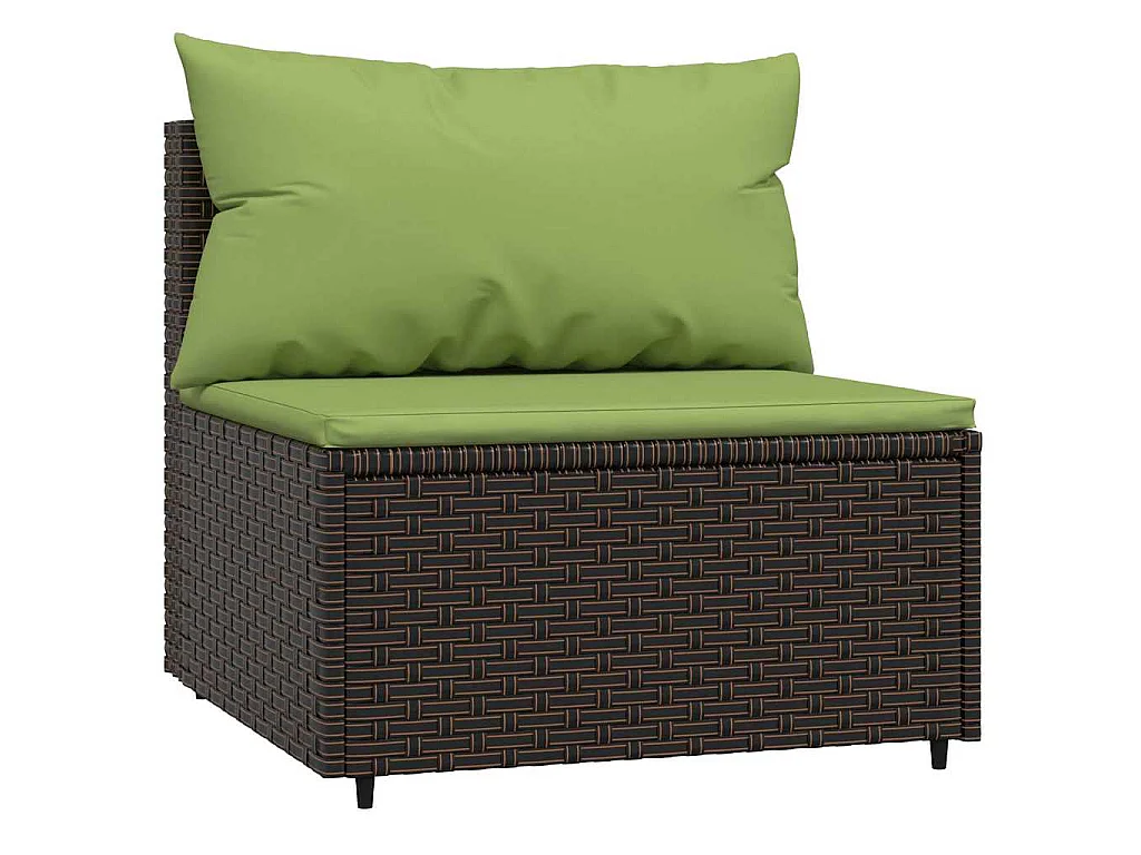 Set Mobili da Giardino 3 pz con Cuscini in Polyrattan Marrone