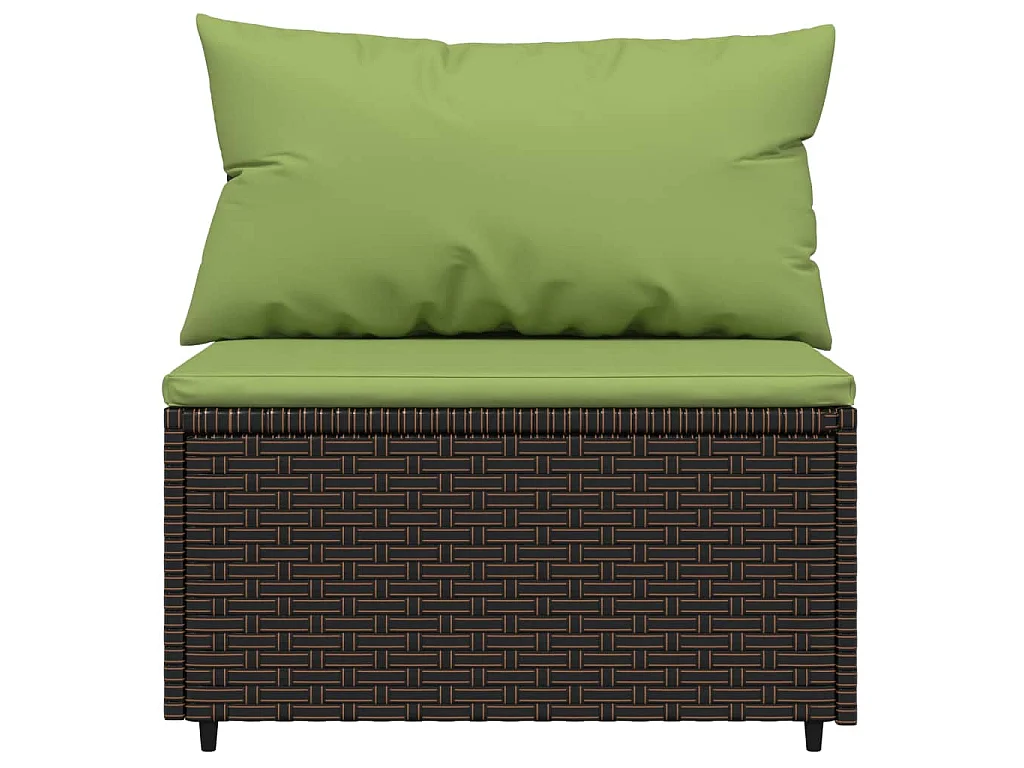 Set Mobili da Giardino 3 pz con Cuscini in Polyrattan Marrone