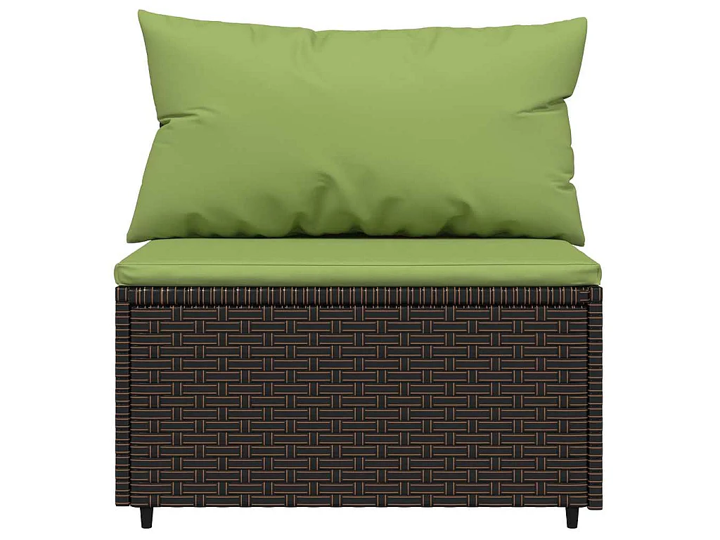 Salon de jardin 3 pcs avec coussins marron résine tressée